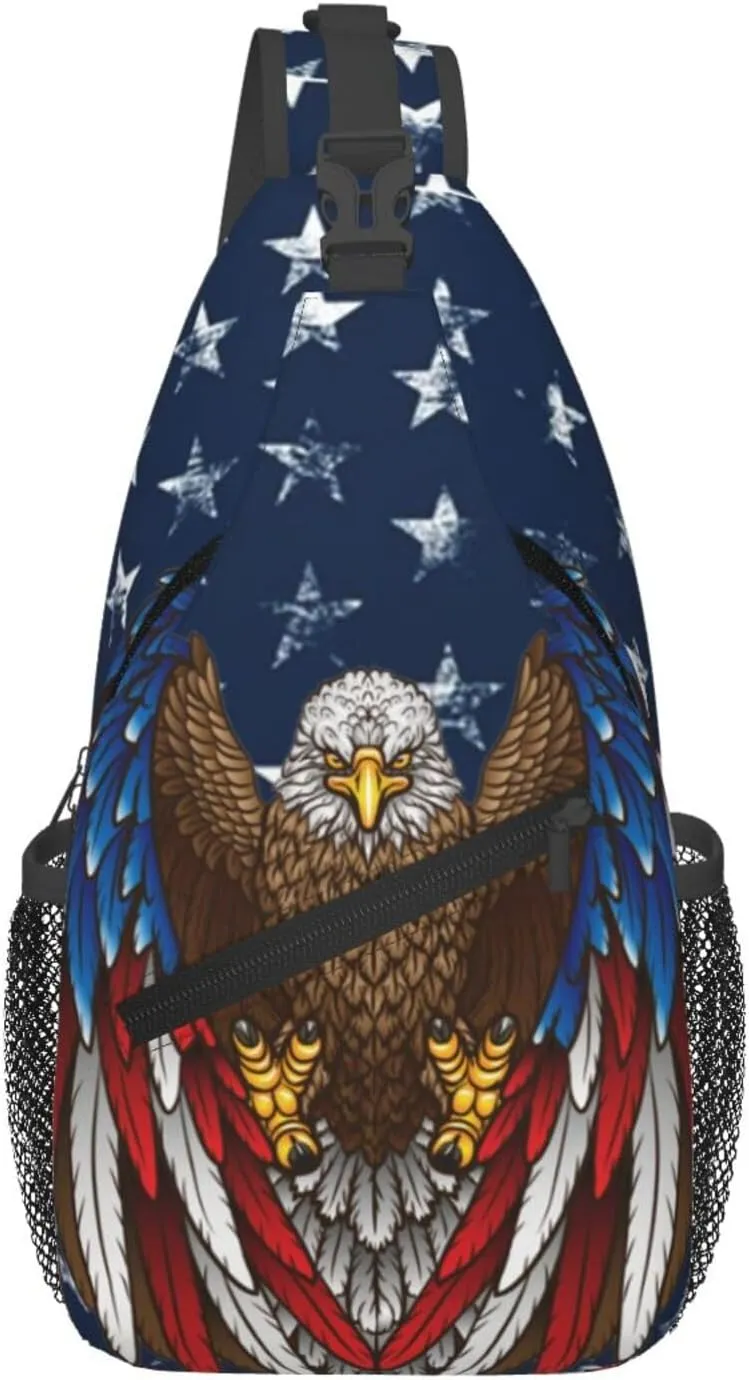 ASYG American Sling Bag American Crossbody Chest Daypack Casual Backpack Bag for America Flag Shoulder Bag
