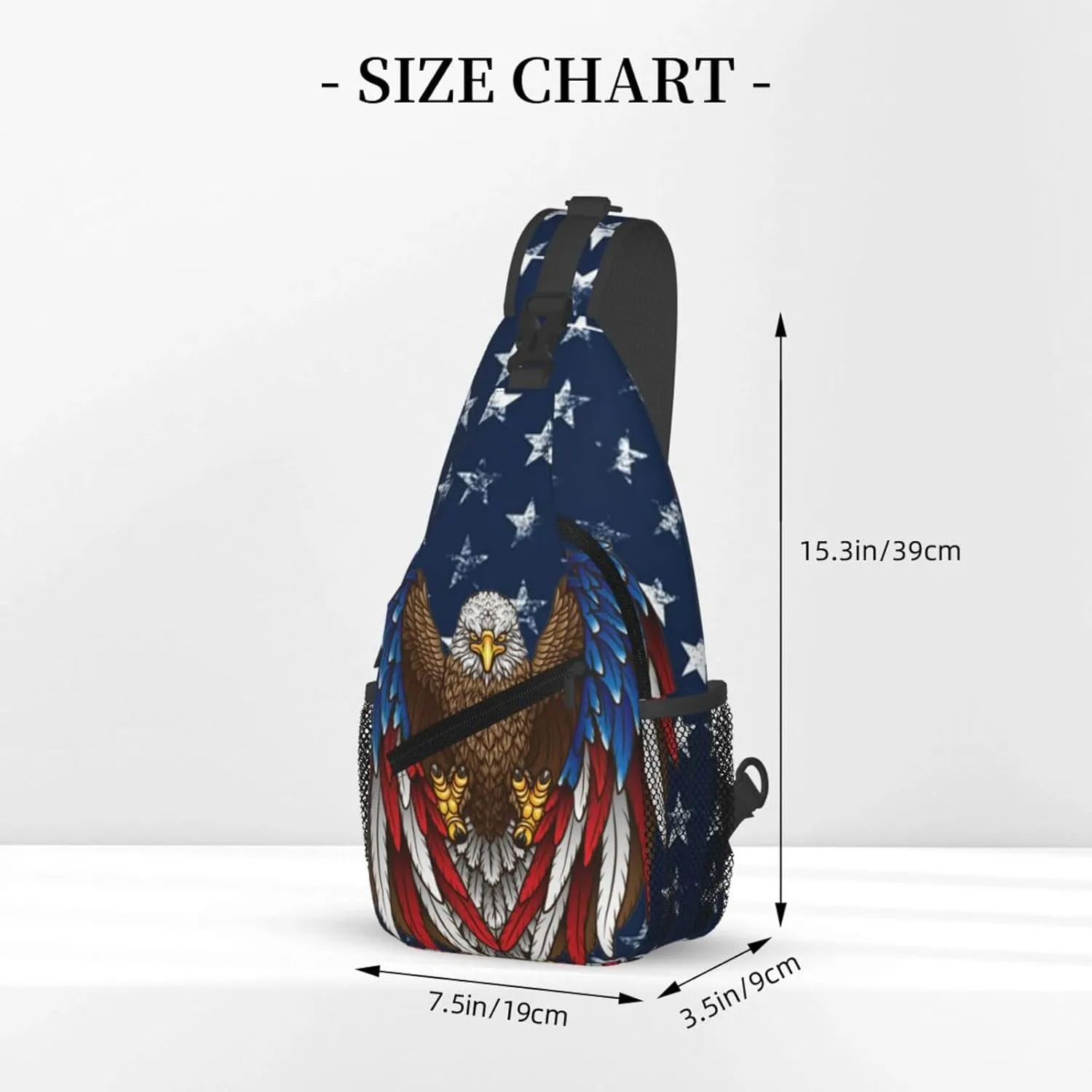 ASYG American Sling Bag American Crossbody Chest Daypack Casual Backpack Bag for America Flag Shoulder Bag