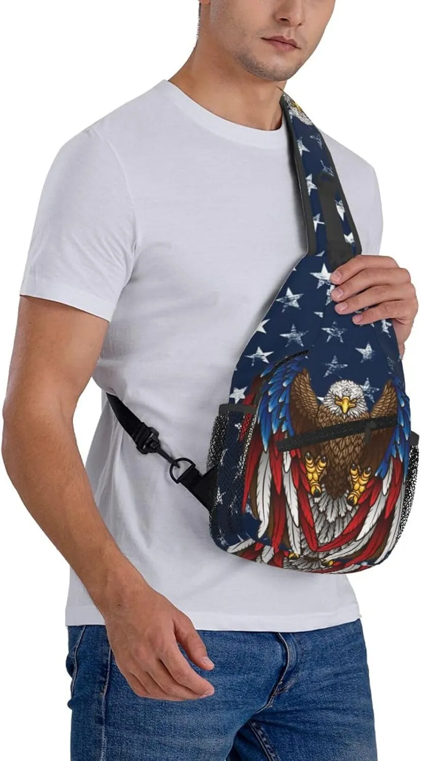 ASYG American Sling Bag American Crossbody Chest Daypack Casual Backpack Bag for America Flag Shoulder Bag
