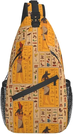 ASYG Ancient Egyptian Sling Bag Crossbody Chest Daypack Casual Backpack Egyptian Shoulder Bag Egyptian Decor