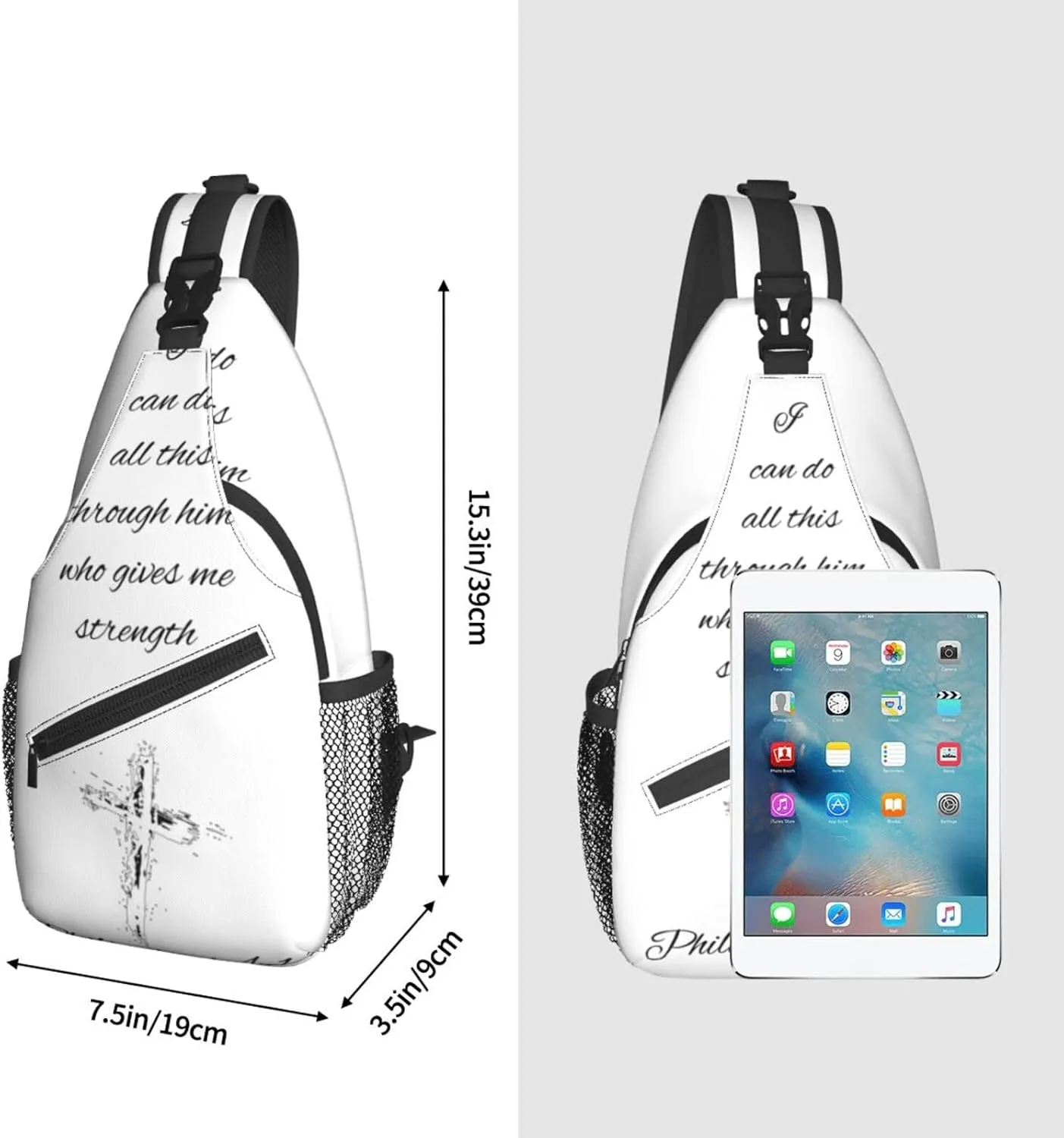 ASYG Christ Bible Sling Bag Crossbody Chest Daypack Casual Backpack Jesus Cross Shoulder Bag CasualDaypacks