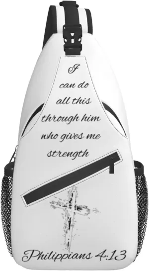 ASYG Christ Bible Sling Bag Crossbody Chest Daypack Casual Backpack Jesus Cross Shoulder Bag CasualDaypacks