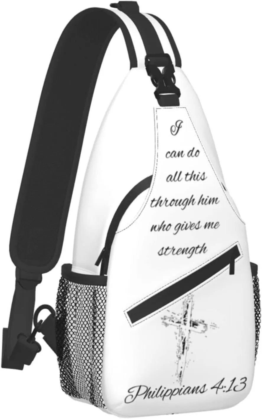 ASYG Christ Bible Sling Bag Crossbody Chest Daypack Casual Backpack Jesus Cross Shoulder Bag CasualDaypacks