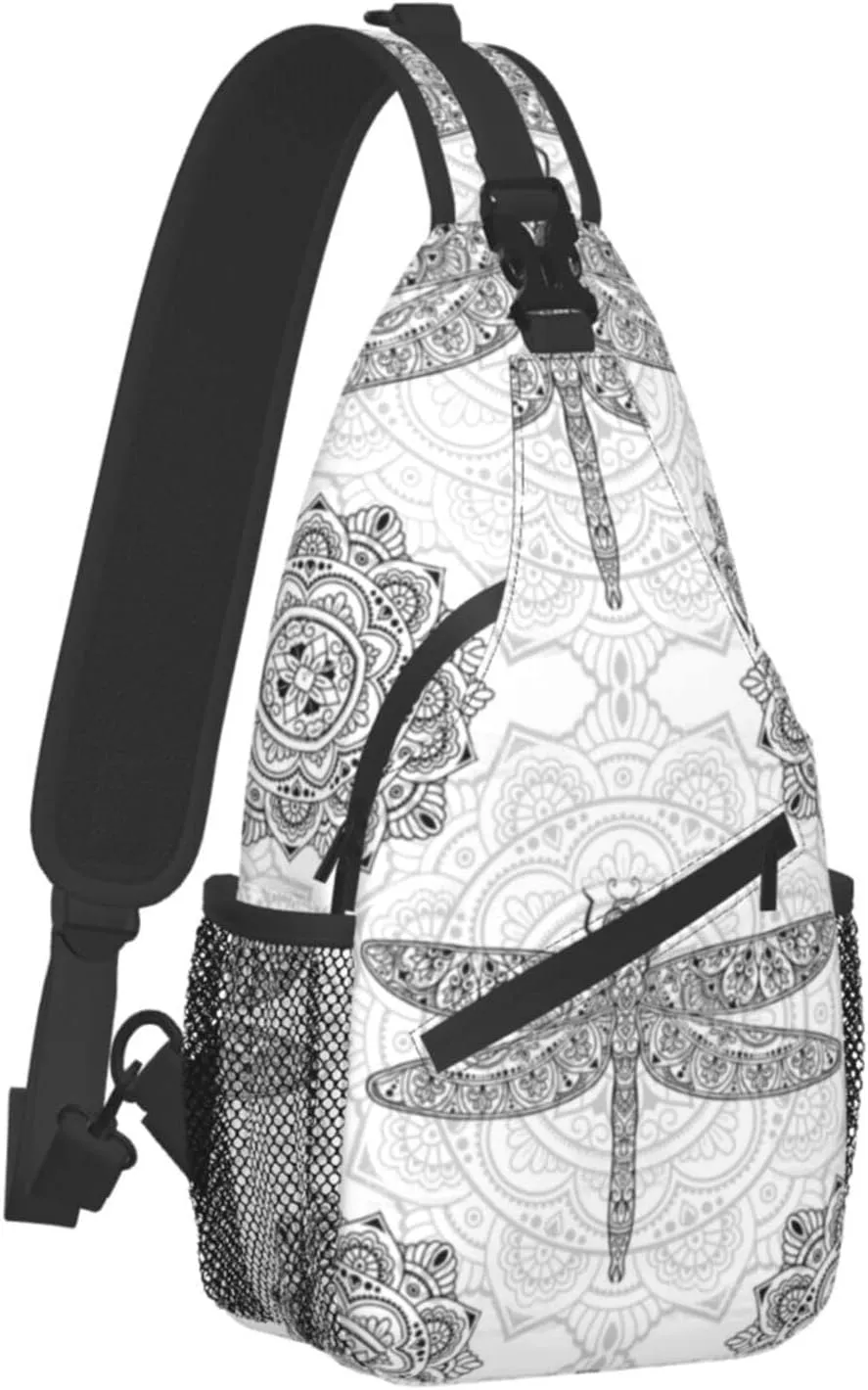 ASYG Dragonfly Sling Bag Crossbody Chest Daypack Casual Backpack Women Shoulder Bag For Travel Hiking Shopping Yoga