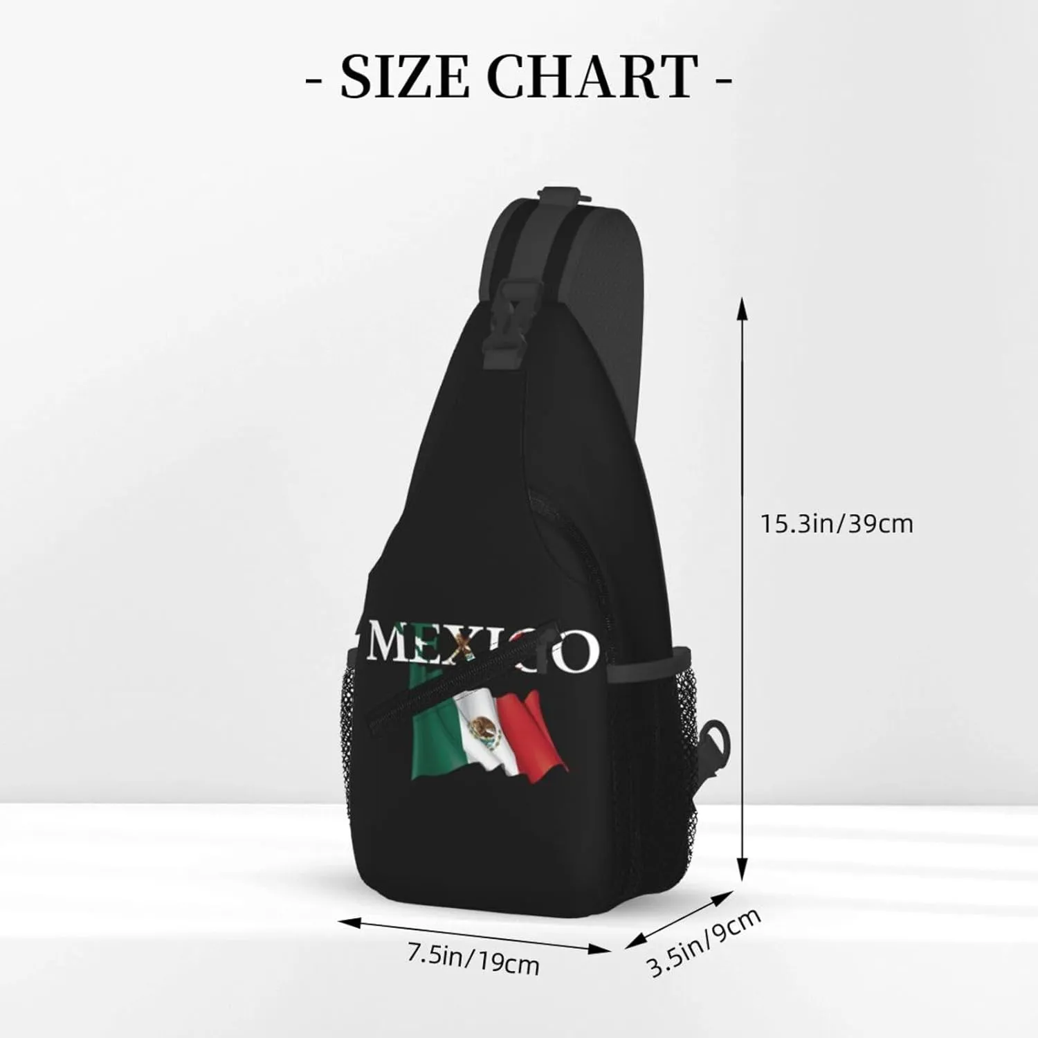 ASYG Mexico Sling Bag Mexico Flag Shoulder Bag Mexico Crossbody Chest Daypack Casual Backpack Bag for Mexican