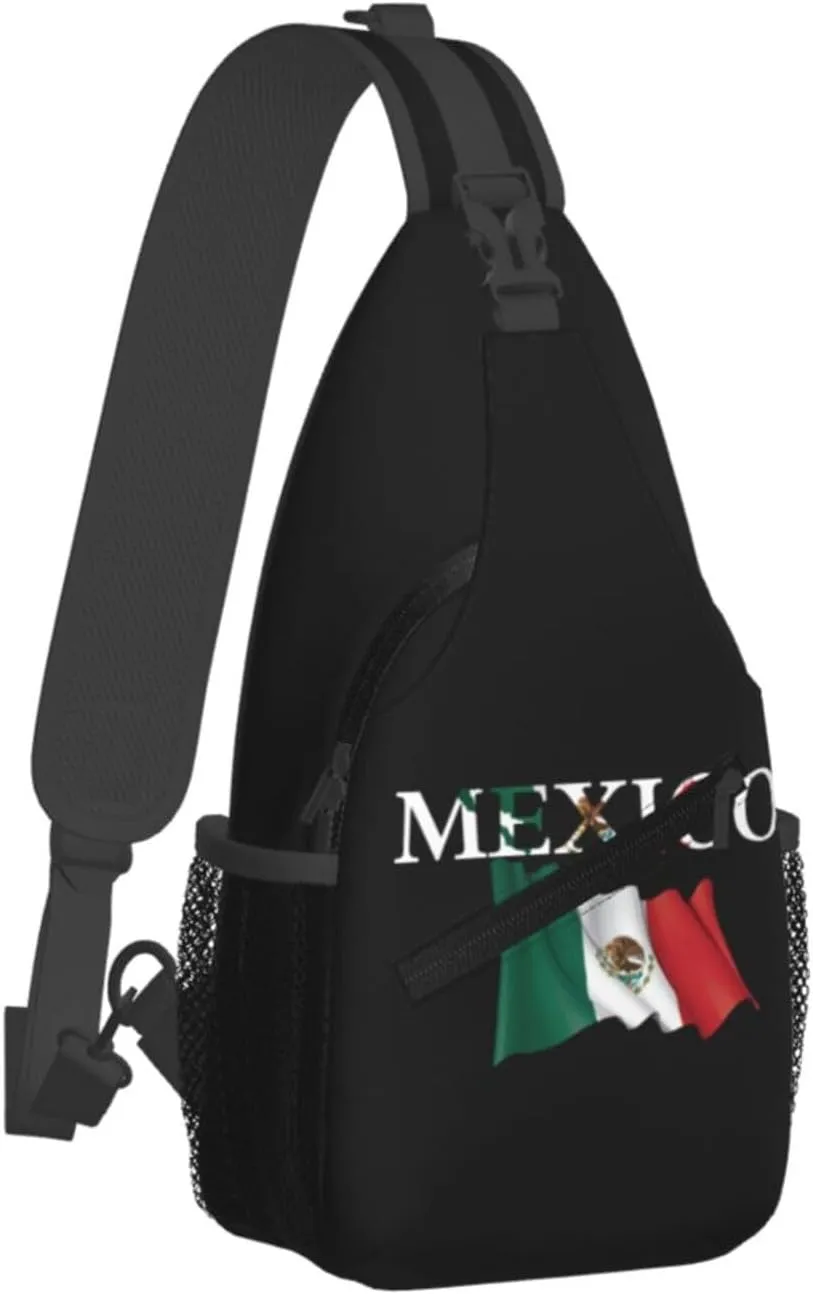 ASYG Mexico Sling Bag Mexico Flag Shoulder Bag Mexico Crossbody Chest Daypack Casual Backpack Bag for Mexican