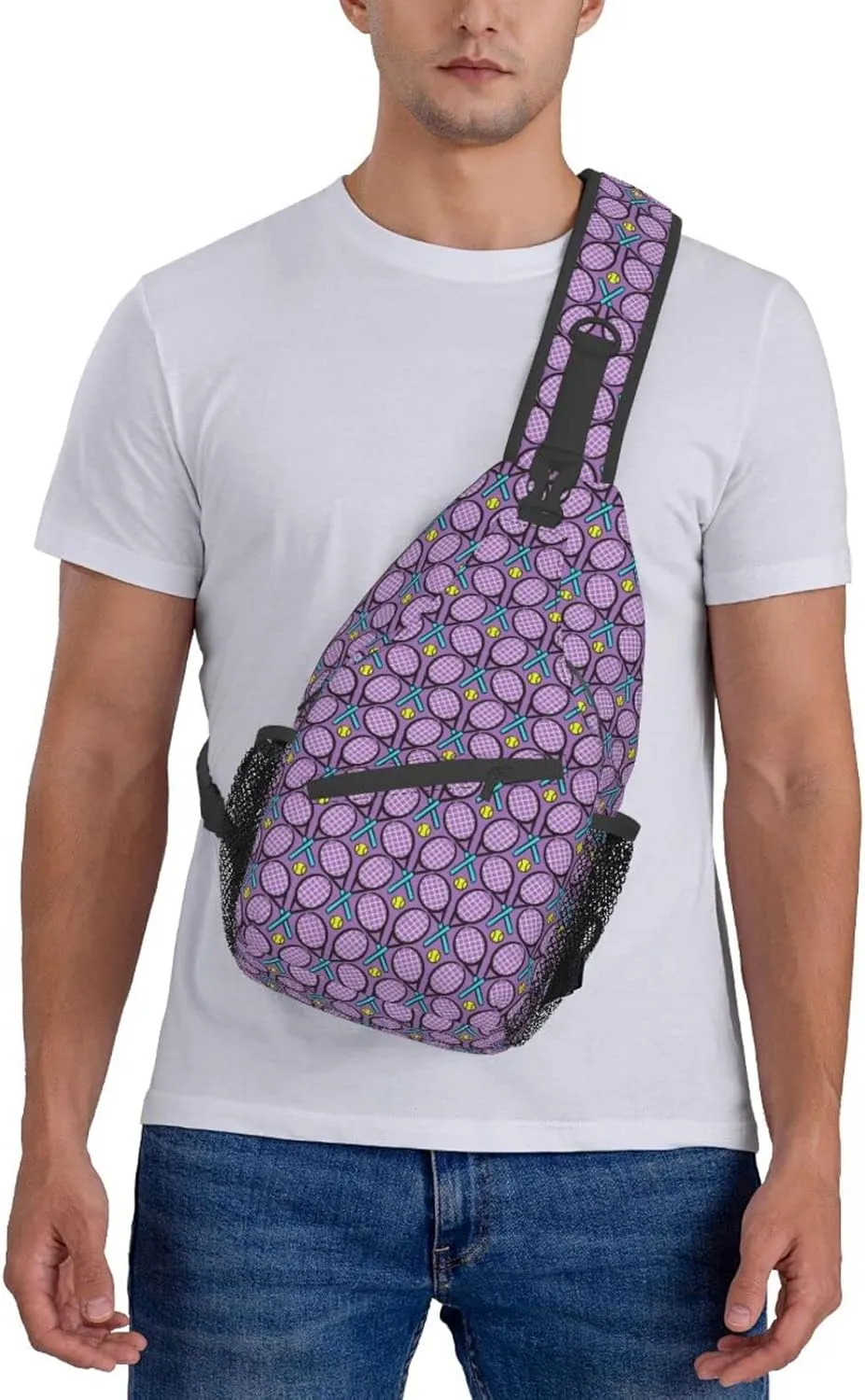 ASYG Tennis Sling Bag Sport Crossbody Chest Daypack Casual Backpack Tennis Shoulder Bag For Travel Picnic