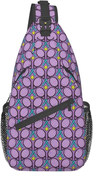 ASYG Tennis Sling Bag Sport Crossbody Chest Daypack Casual Backpack Tennis Shoulder Bag For Travel Picnic