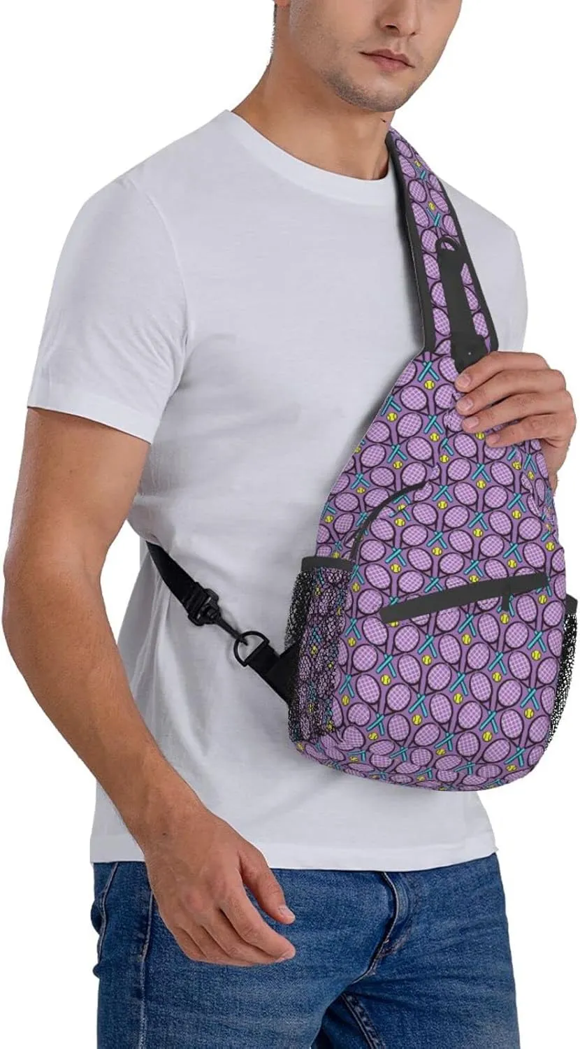 ASYG Tennis Sling Bag Sport Crossbody Chest Daypack Casual Backpack Tennis Shoulder Bag For Travel Picnic