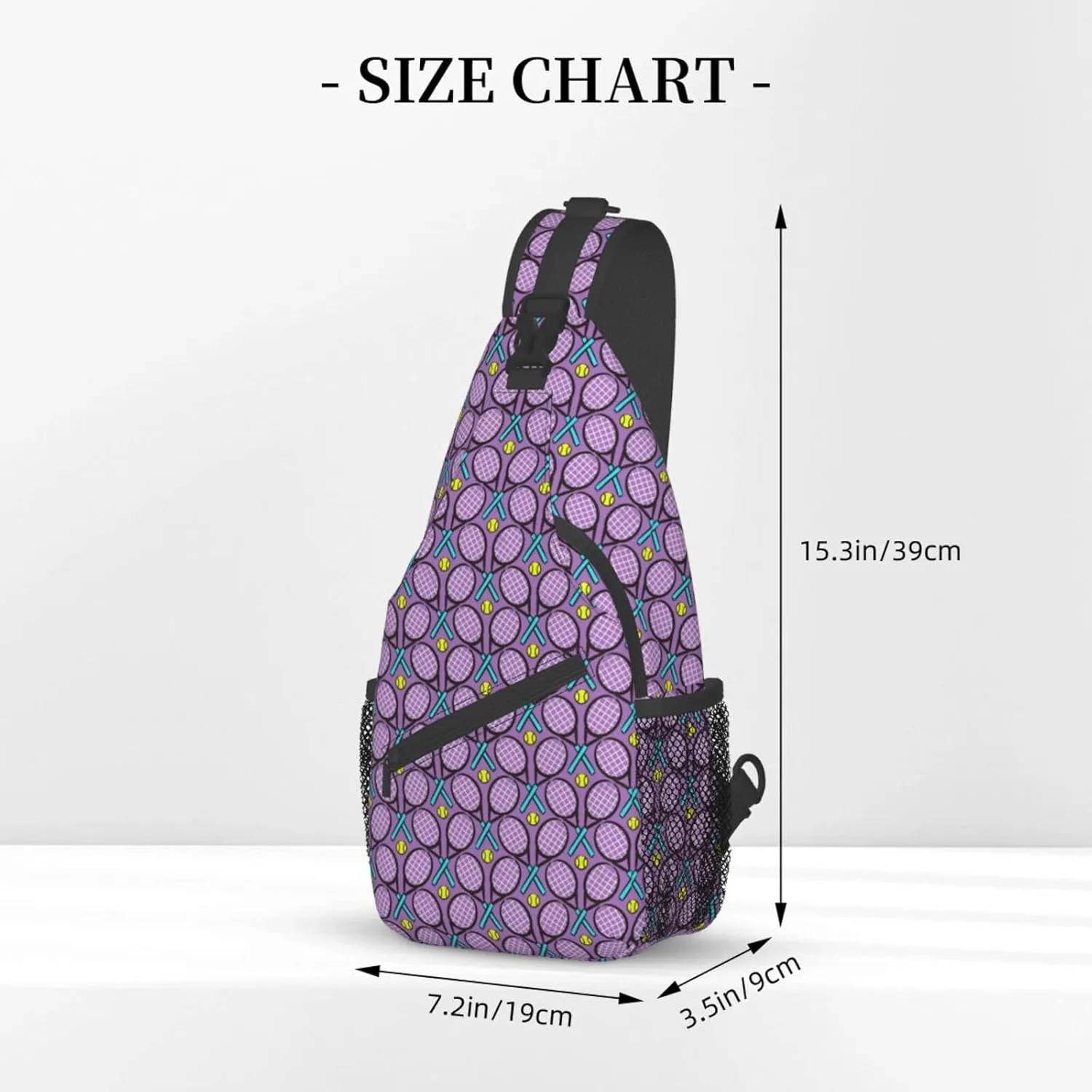 ASYG Tennis Sling Bag Sport Crossbody Chest Daypack Casual Backpack Tennis Shoulder Bag For Travel Picnic