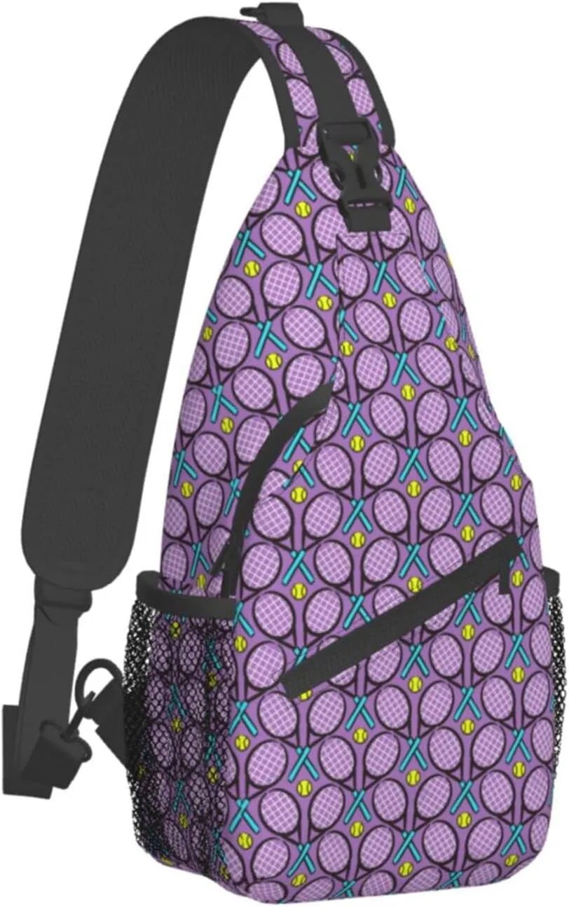 ASYG Tennis Sling Bag Sport Crossbody Chest Daypack Casual Backpack Tennis Shoulder Bag For Travel Picnic