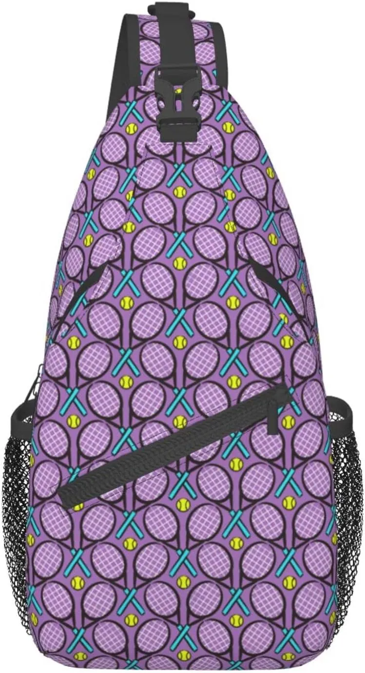 ASYG Tennis Sling Bag Sport Crossbody Chest Daypack Casual Backpack Tennis Shoulder Bag For Travel Picnic