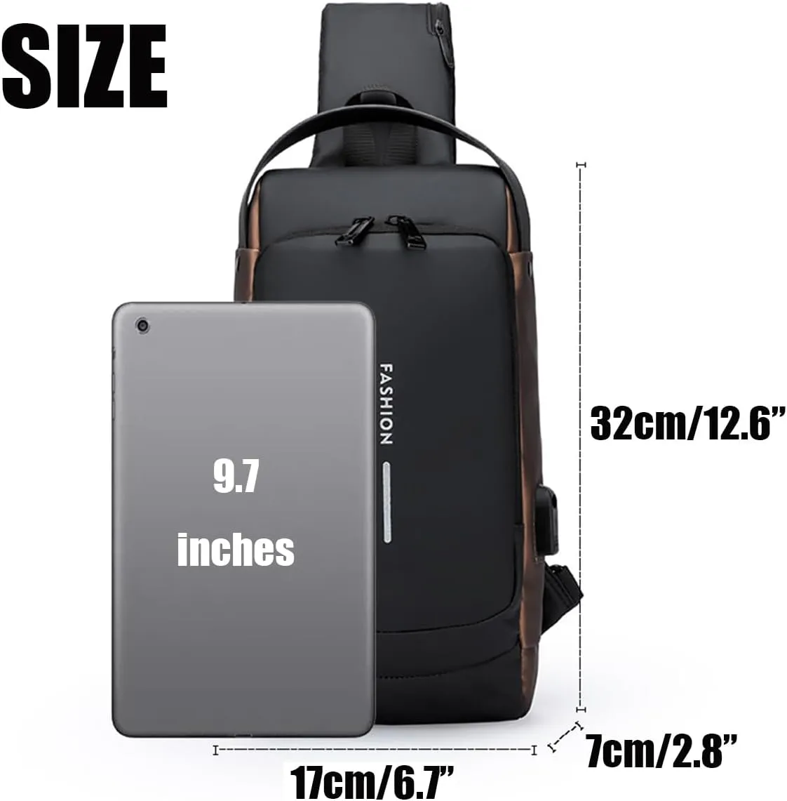 Auricz Leyweio Sling Bag, Carbon Fiber Streamline Anti-Theft Waterproof USB Charging Shoulder Crossbody Chest Backpack