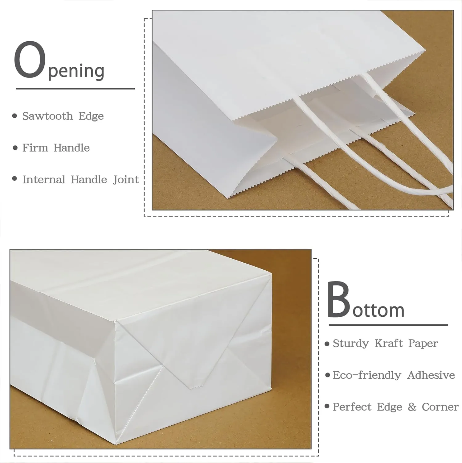 AZOWA Gift Bags Mini Kraft Paper Bags With Handles(White, 25 Pcs)