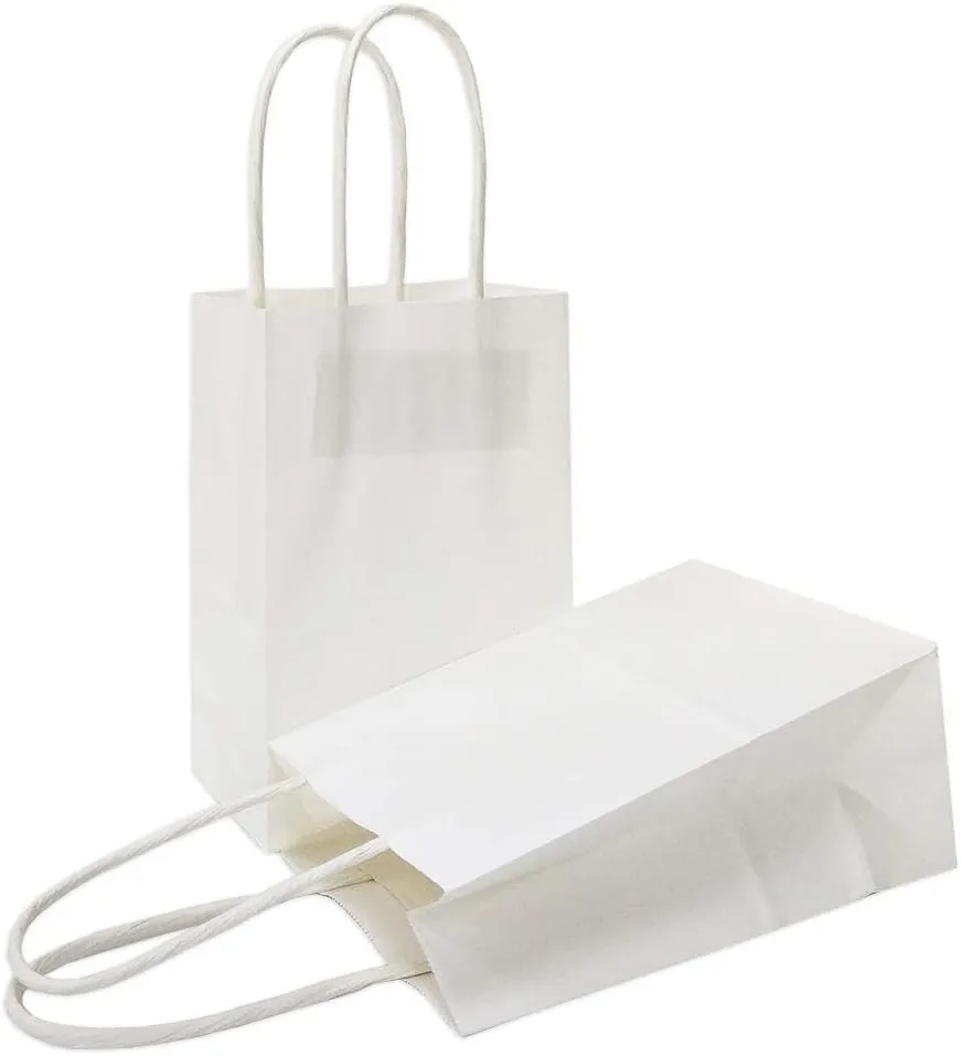 AZOWA Gift Bags Mini Kraft Paper Bags With Handles(White, 25 Pcs)