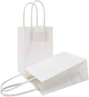 AZOWA Gift Bags Mini Kraft Paper Bags With Handles(White, 25 Pcs)