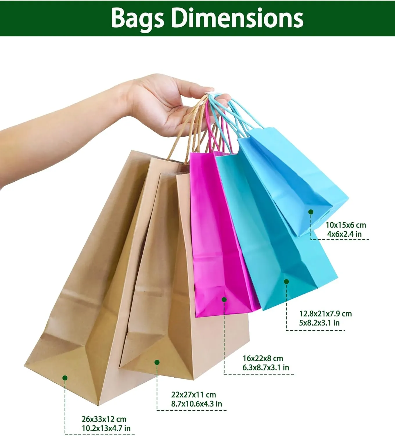 AZOWA Gift Bags Mini Kraft Paper Bags With Handles(White, 25 Pcs)