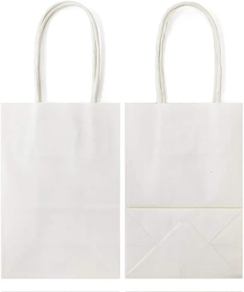 AZOWA Gift Bags Mini Kraft Paper Bags With Handles(White, 25 Pcs)