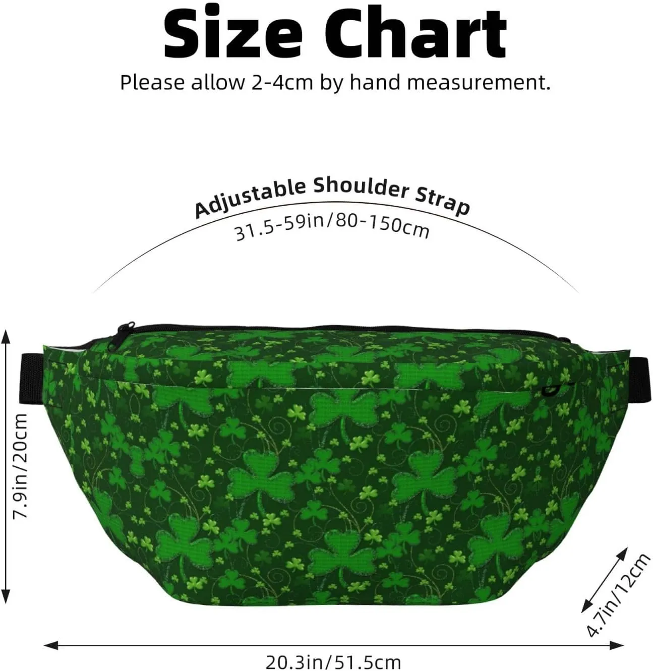 background st patrick's day glitter Multi-Purpose Fanny Pack and Crossbody Bag - High Capacity with Zipper Pockets, Ideal for Men and Women