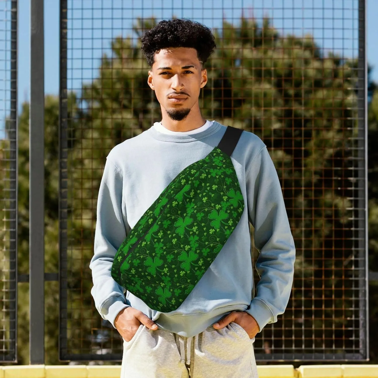 background st patrick's day glitter Multi-Purpose Fanny Pack and Crossbody Bag - High Capacity with Zipper Pockets, Ideal for Men and Women