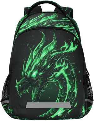 Backpack Bookbag Angry Green Dragon School Bag Travel Bag for Girls Boys Teen