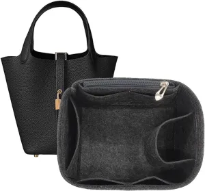 Bag Organizer Liner Storage Bag Insert for Hermes Picotin 18/22/26 (Black)