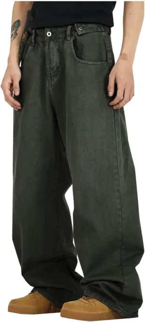 Baggy Jeans for Men Y2K Streetwear Vintage Straight Wide Leg Casual Loose Fit Denim Pants Hip Hop Skater Long Jeans