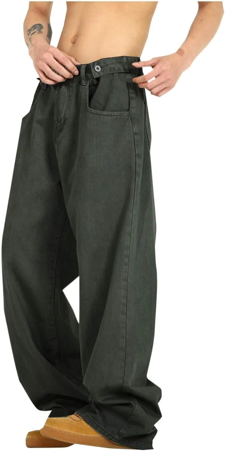 Baggy Jeans for Men Y2K Streetwear Vintage Straight Wide Leg Casual Loose Fit Denim Pants Hip Hop Skater Long Jeans