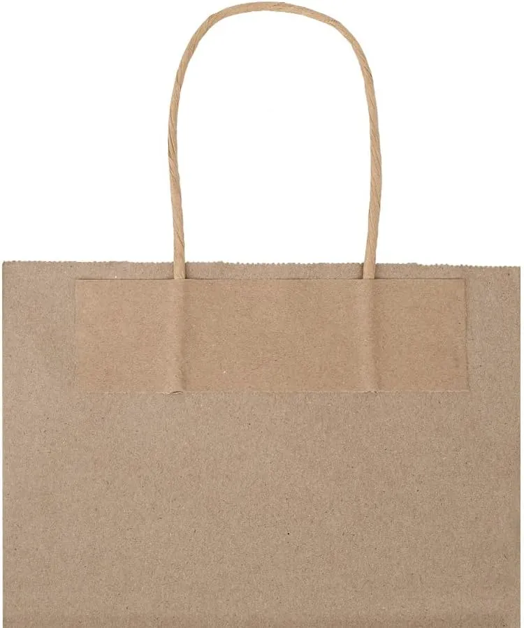 bagmad 50 Pack Medium 8x4.75x10 Inch Black Gift Paper Bags with Handles Bulk, Kraft Bags, Craft Grocery Shopping Retail Party Favors Wedding Business Sacks (Black, 50pcs)