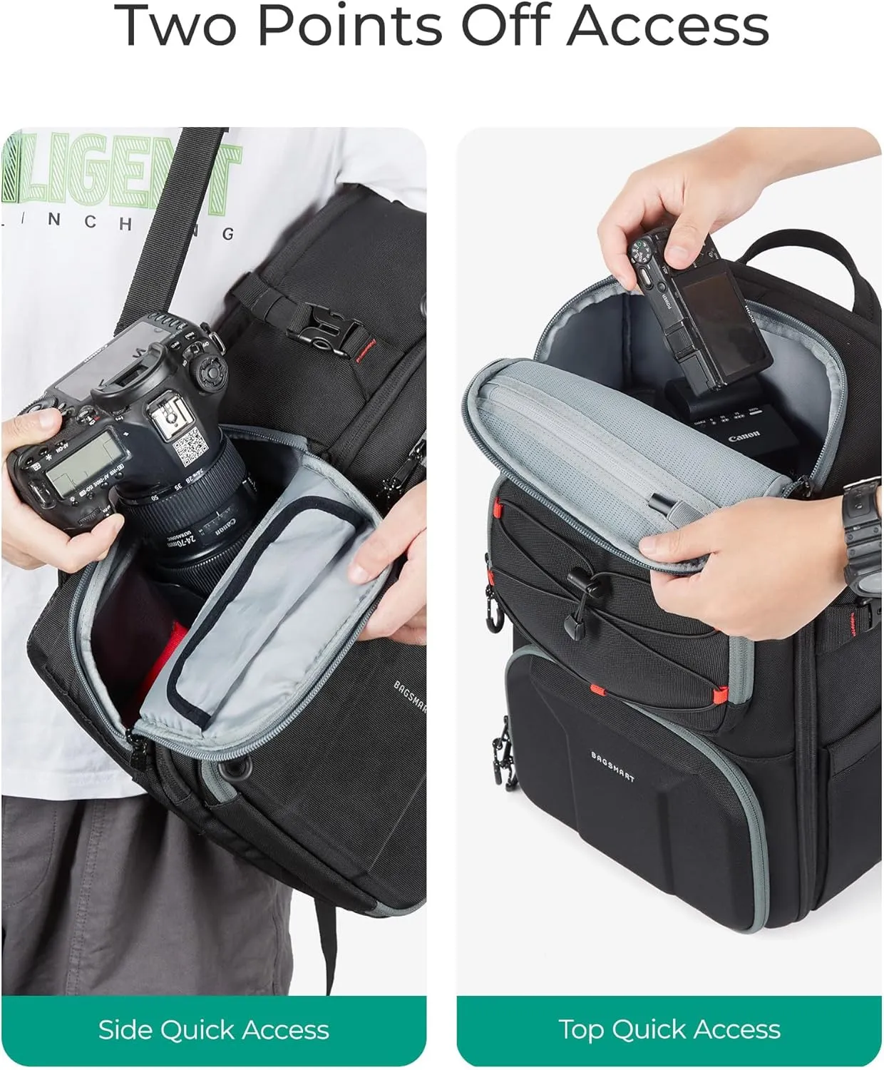 BAGSMART Camera Backpack for Photographers, Professional Camera Bag Backpack Fits up to 15.6" Laptop, DSLR/Drones/Tripod Backpack with Rain Cover, Black