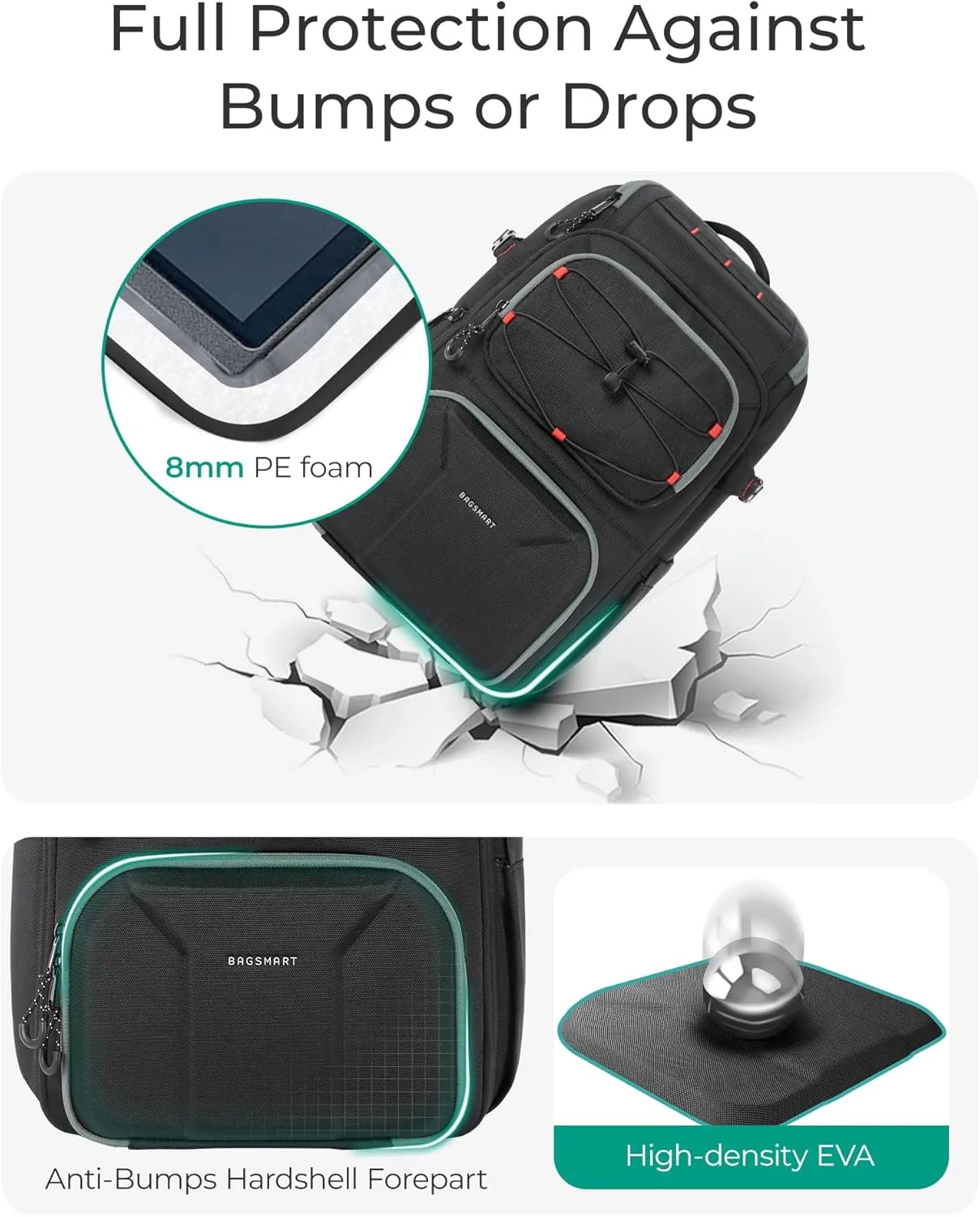BAGSMART Camera Backpack for Photographers, Professional Camera Bag Backpack Fits up to 15.6" Laptop, DSLR/Drones/Tripod Backpack with Rain Cover, Black