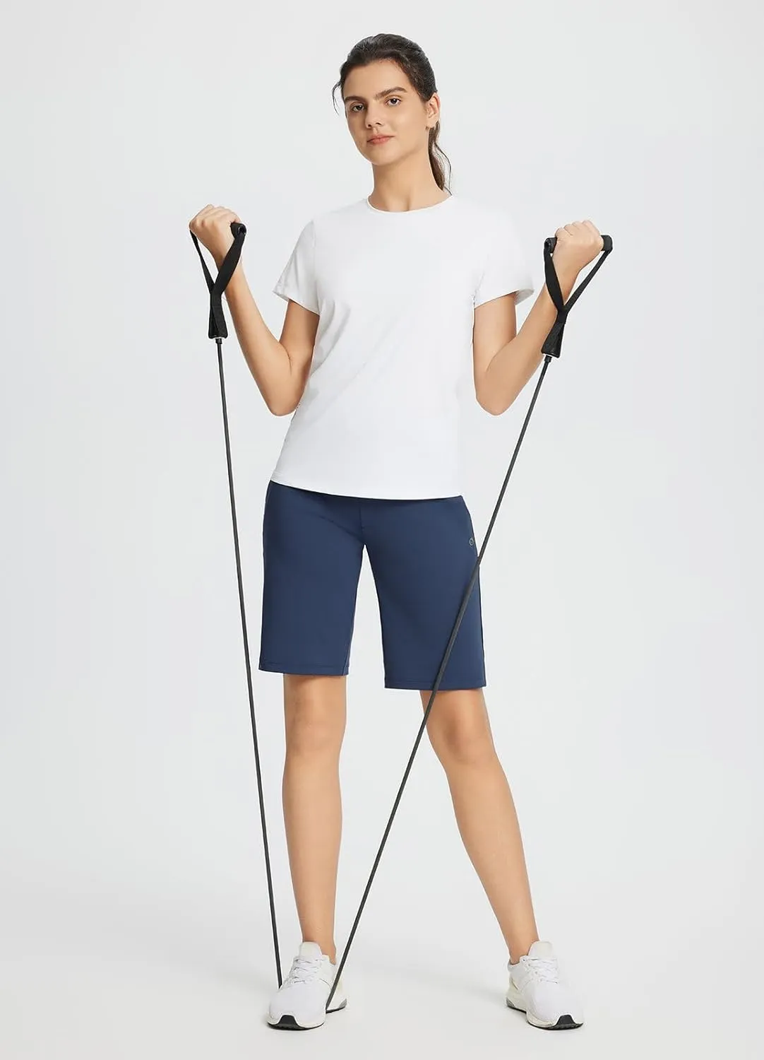 baleaf Women's Bermuda Long Shorts 10" Knee Length High Rise Athletic Shorts Pull On Workout Walking Golf Running Summer