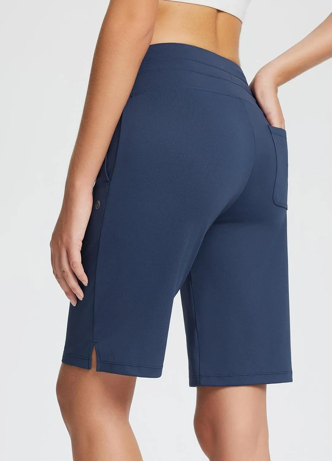 baleaf Women's Bermuda Long Shorts 10" Knee Length High Rise Athletic Shorts Pull On Workout Walking Golf Running Summer