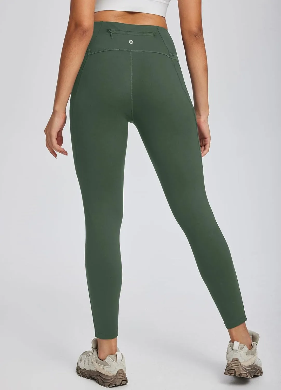 baleaf Women's High Waist Leggings with Pocket Hiking Pants Tummy Control 3 Pocket for Athletic Outdoor Running