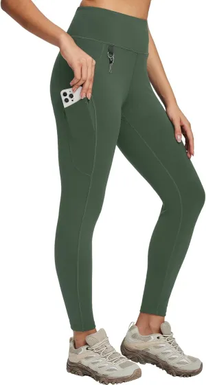 baleaf Women's High Waist Leggings with Pocket Hiking Pants Tummy Control 3 Pocket for Athletic Outdoor Running