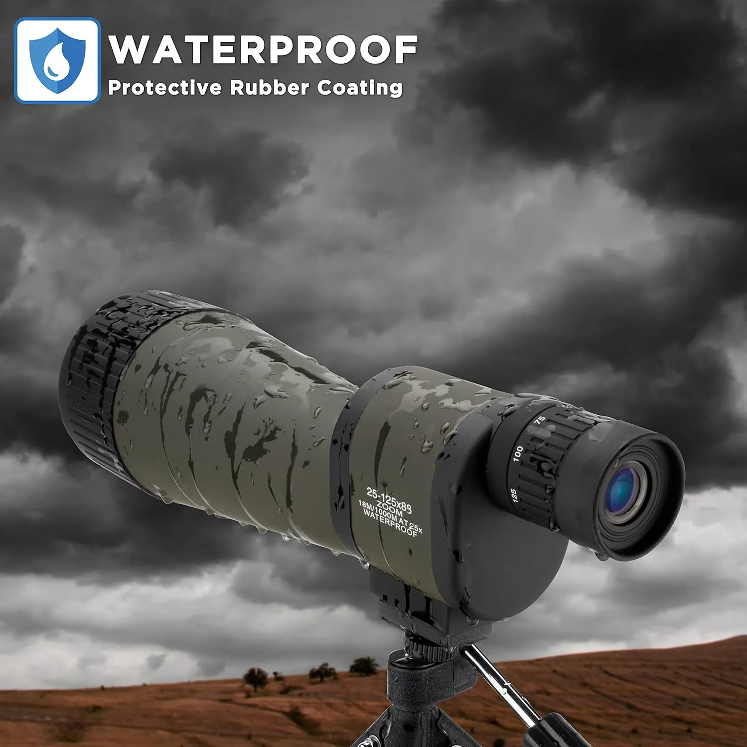 Barska Benchmark Waterproof Straight Spotting Scope with High Zoom Power, Objective Focus, Carrying Case & Tripod for Hunting Birding Target Shooting