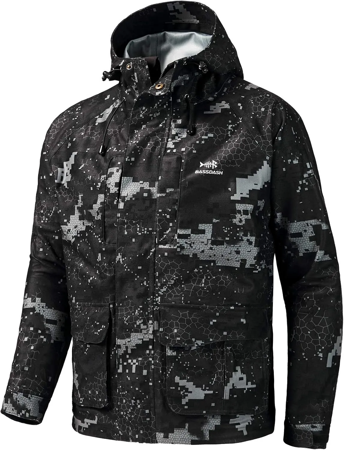 BASSDASH Walker Breathable Waterproof Fishing Hunting Wading Jackets with Silent Outer Fabric for Men Women in 7 Sizes