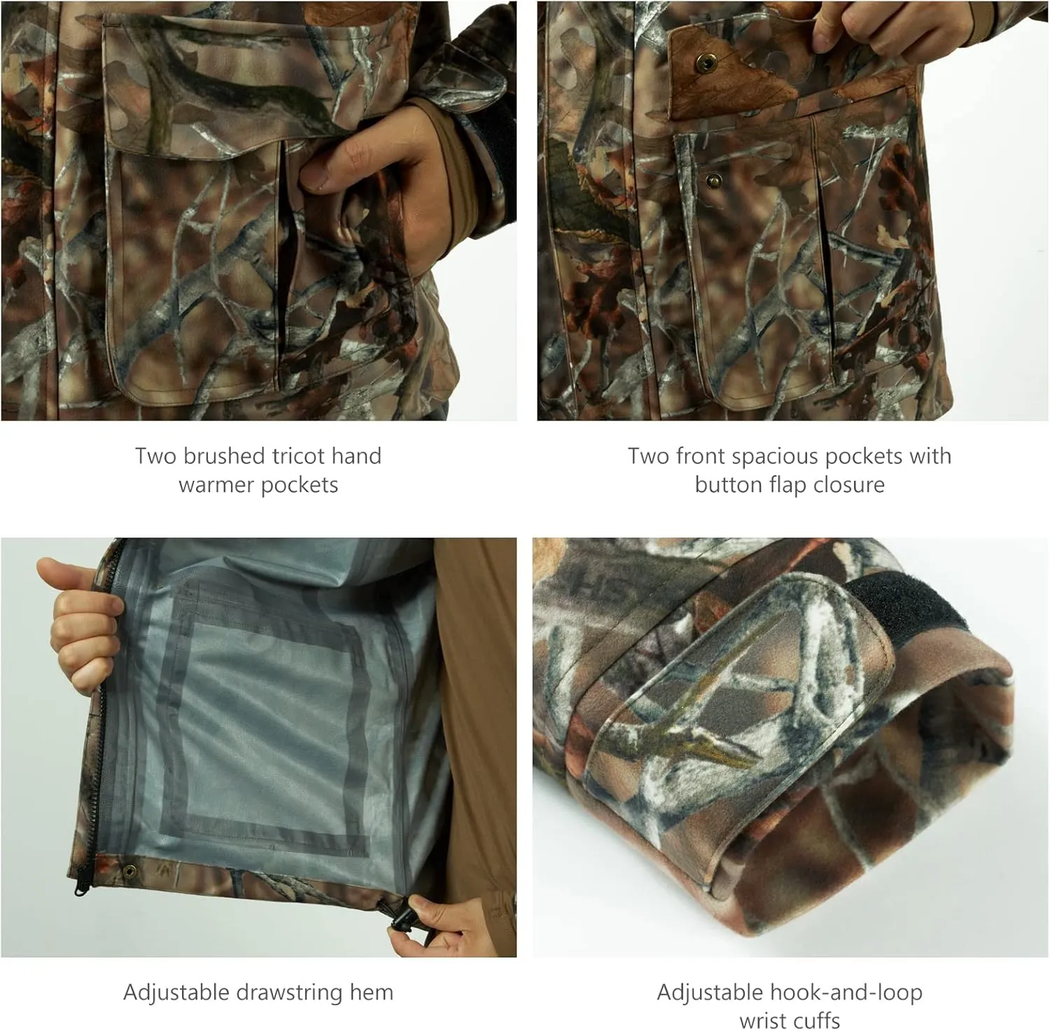 BASSDASH Walker Breathable Waterproof Fishing Hunting Wading Jackets with Silent Outer Fabric for Men Women in 7 Sizes