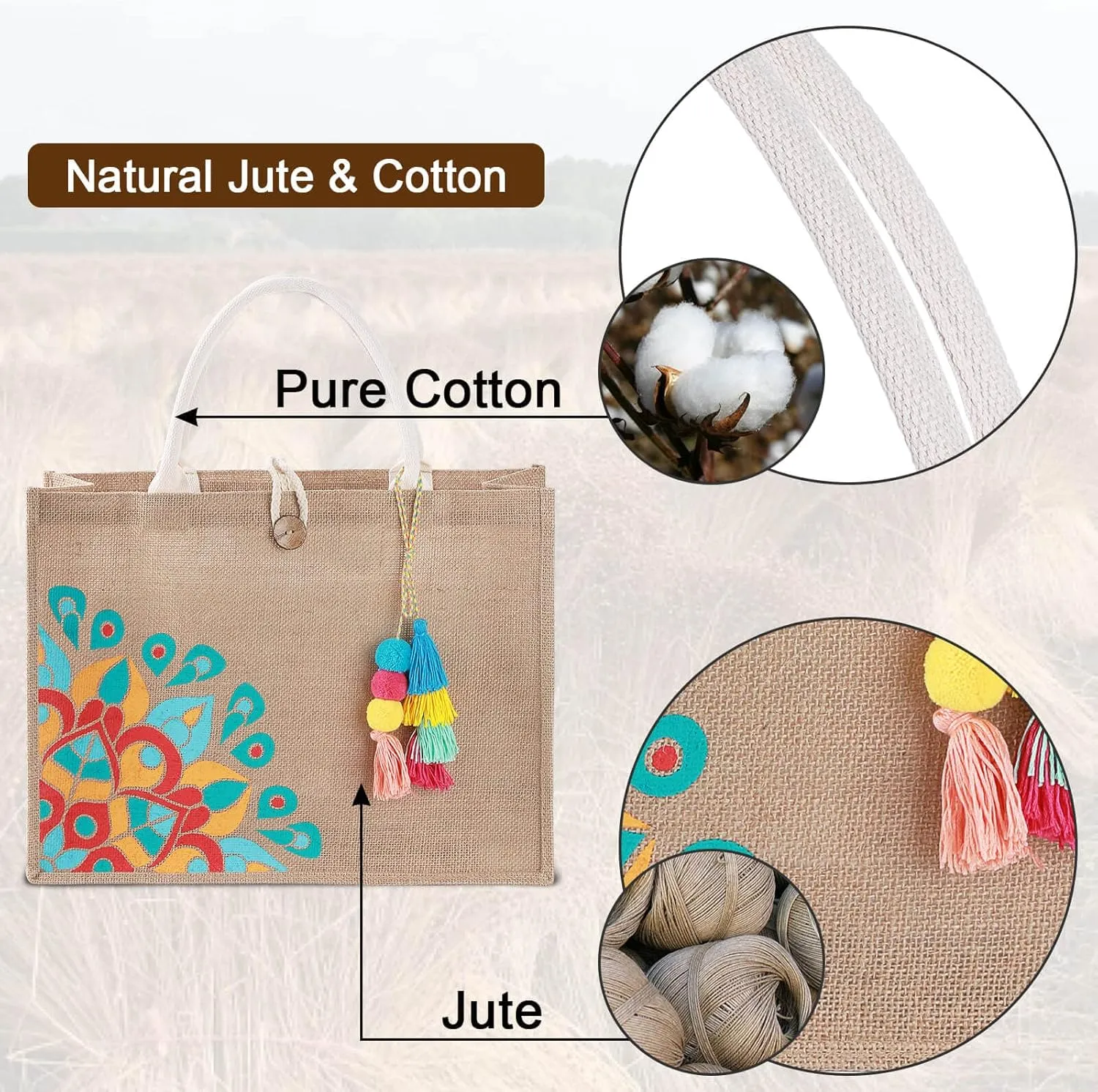 Beach Bag for Women, Straw Beach Tote Bag with Pocket Tassel Handle Waterproof Lining, for Summer Vacation Pool Gift