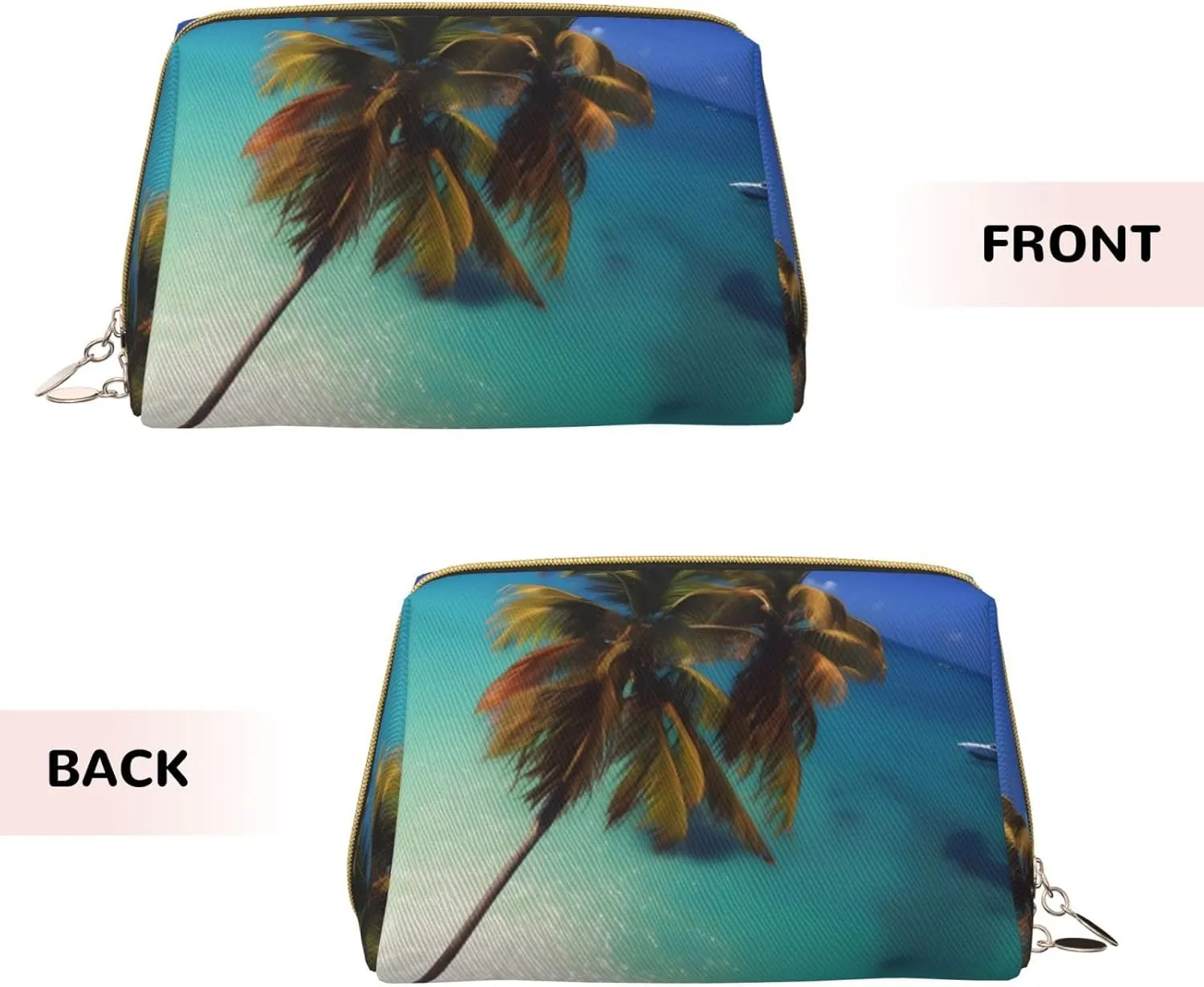 Beach Coconut Sunshinemakeup Bag Organizer,Toiletry Cosmetic Bag,Zipper Pouch Brushes Storage Case(Large)