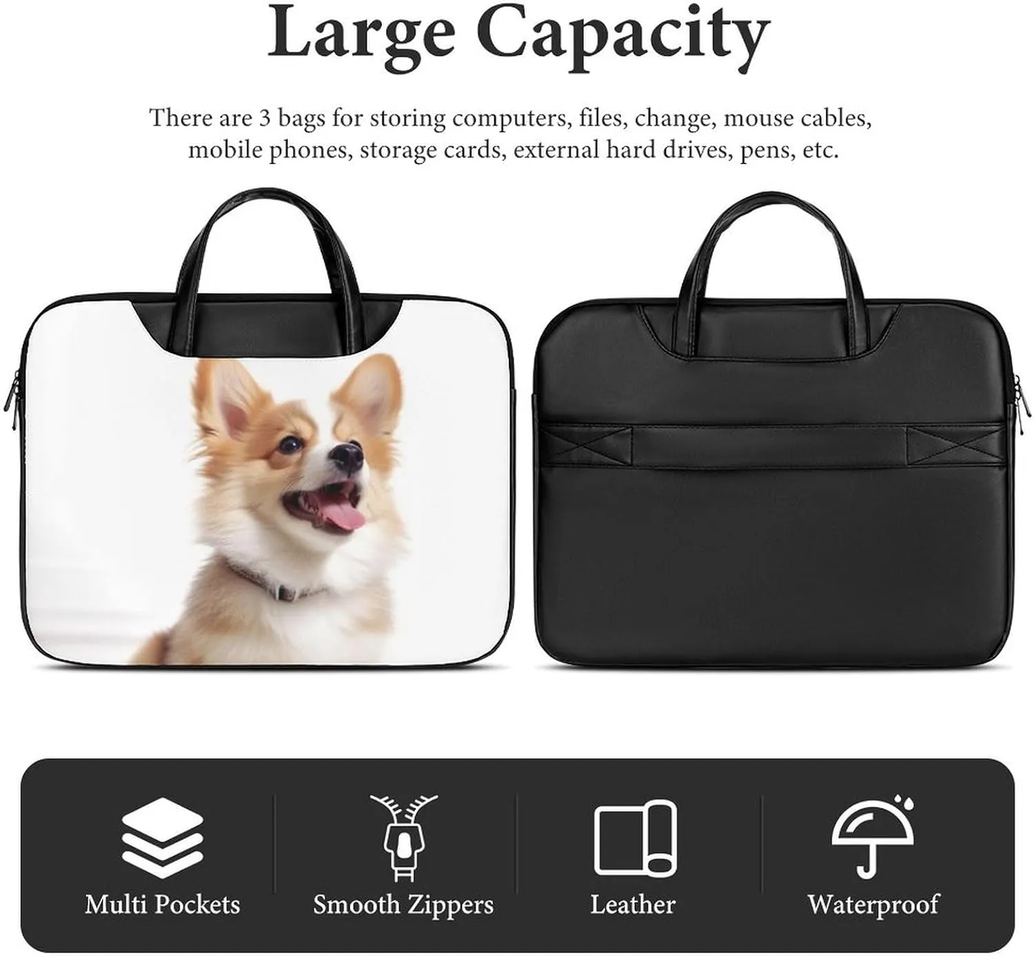 Beach Surfboard Laptop Bag for Women Handheld Leather Computer Bag Laptop Messenger Bag Briefcase