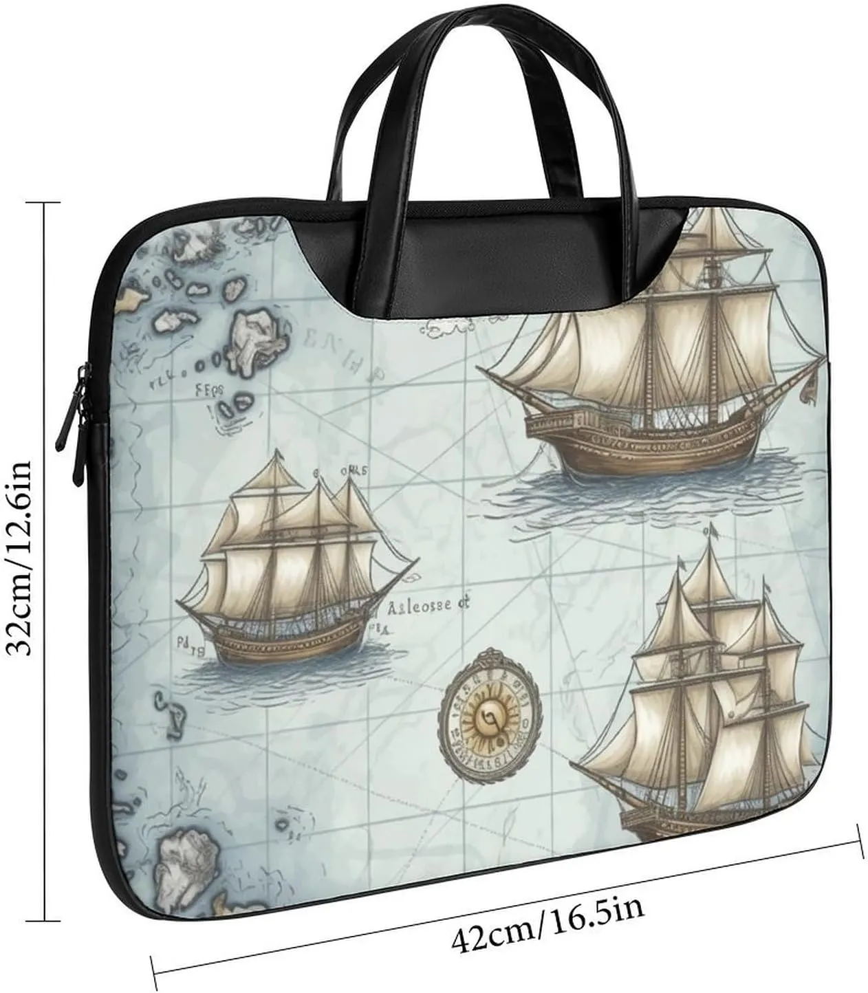 Beach Surfboard Laptop Bag for Women Handheld Leather Computer Bag Laptop Messenger Bag Briefcase