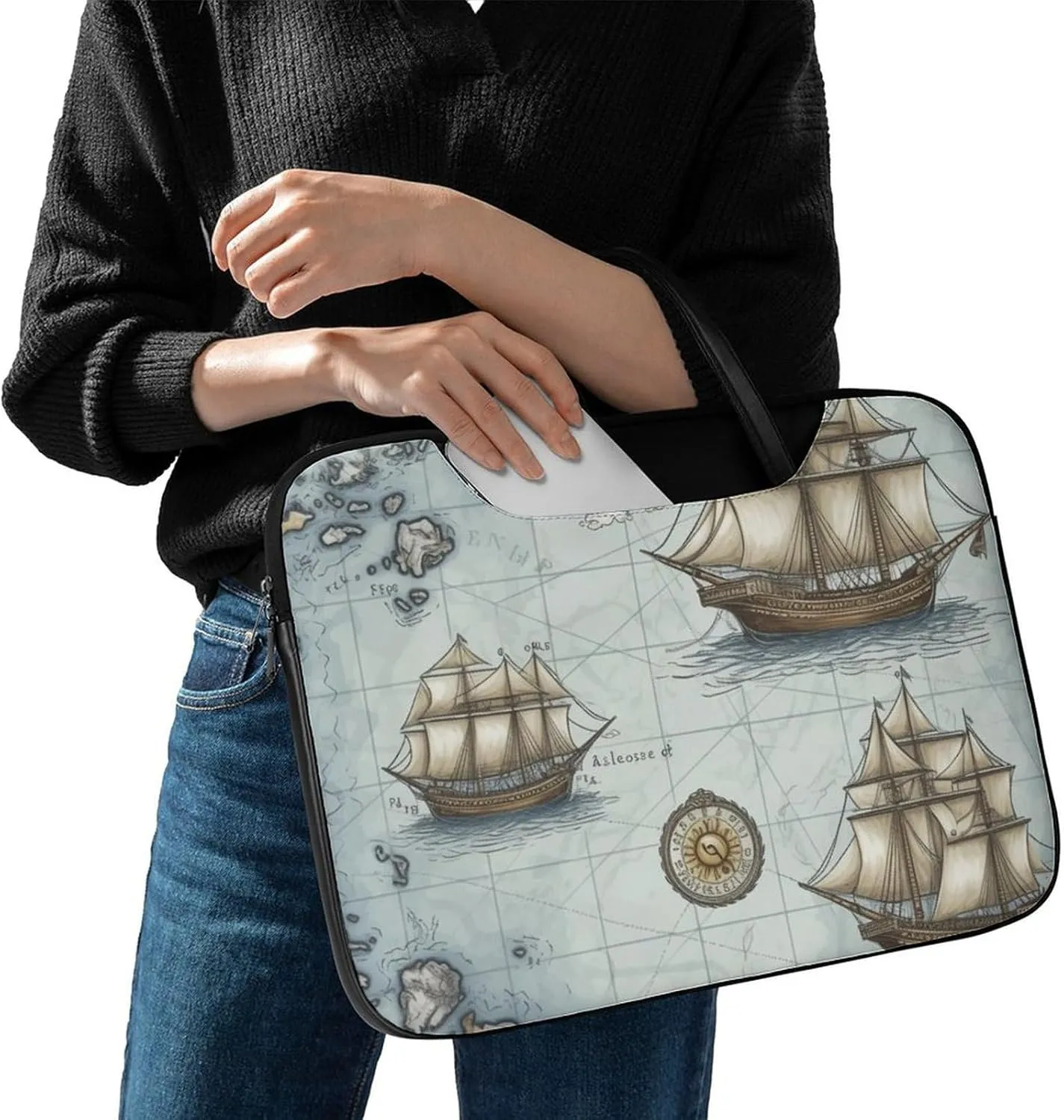 Beach Surfboard Laptop Bag for Women Handheld Leather Computer Bag Laptop Messenger Bag Briefcase