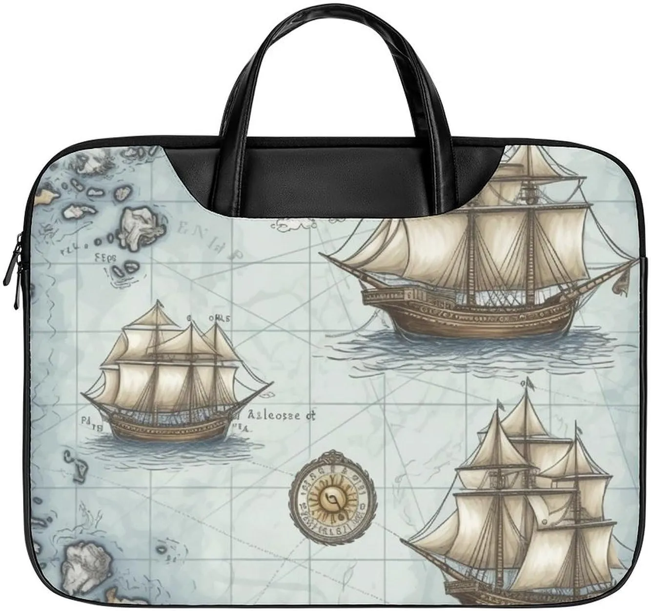 Beach Surfboard Laptop Bag for Women Handheld Leather Computer Bag Laptop Messenger Bag Briefcase