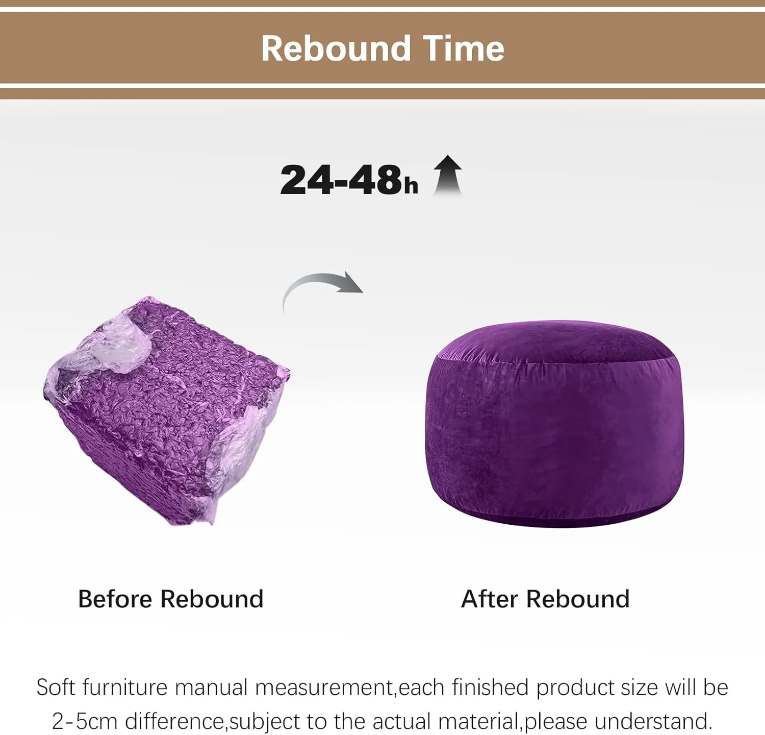 Bean Bag Chairs for Kids - Memory Foam Furniture BeanBag Chair - Kids/Teens Sofa with Soft Micro Fiber Cover - Round Fluffy Couch for Living Room Bedroom College Dorm - 2 ft, Purple