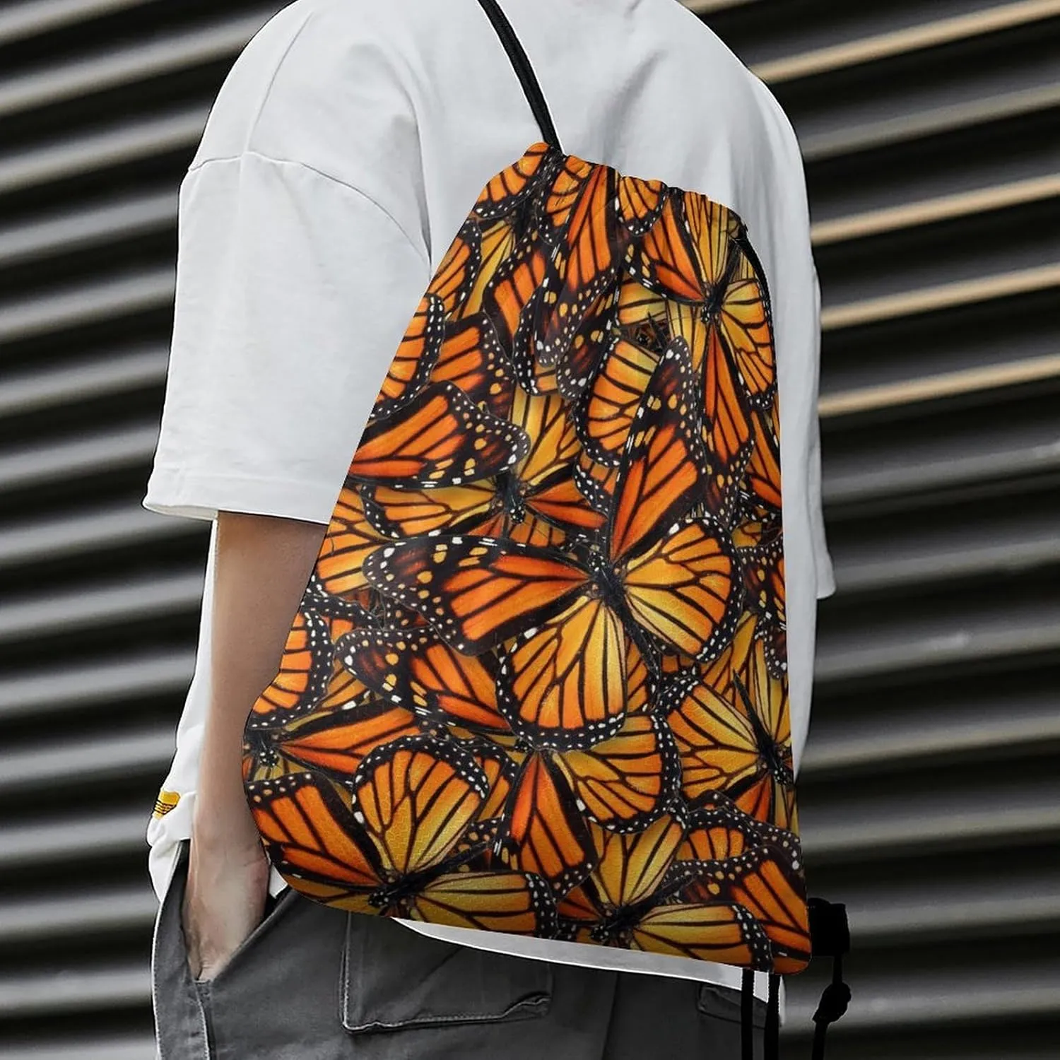 Beautiful Monarch Butterfly Large Capacity Portable Drawstring Pocket Unisex