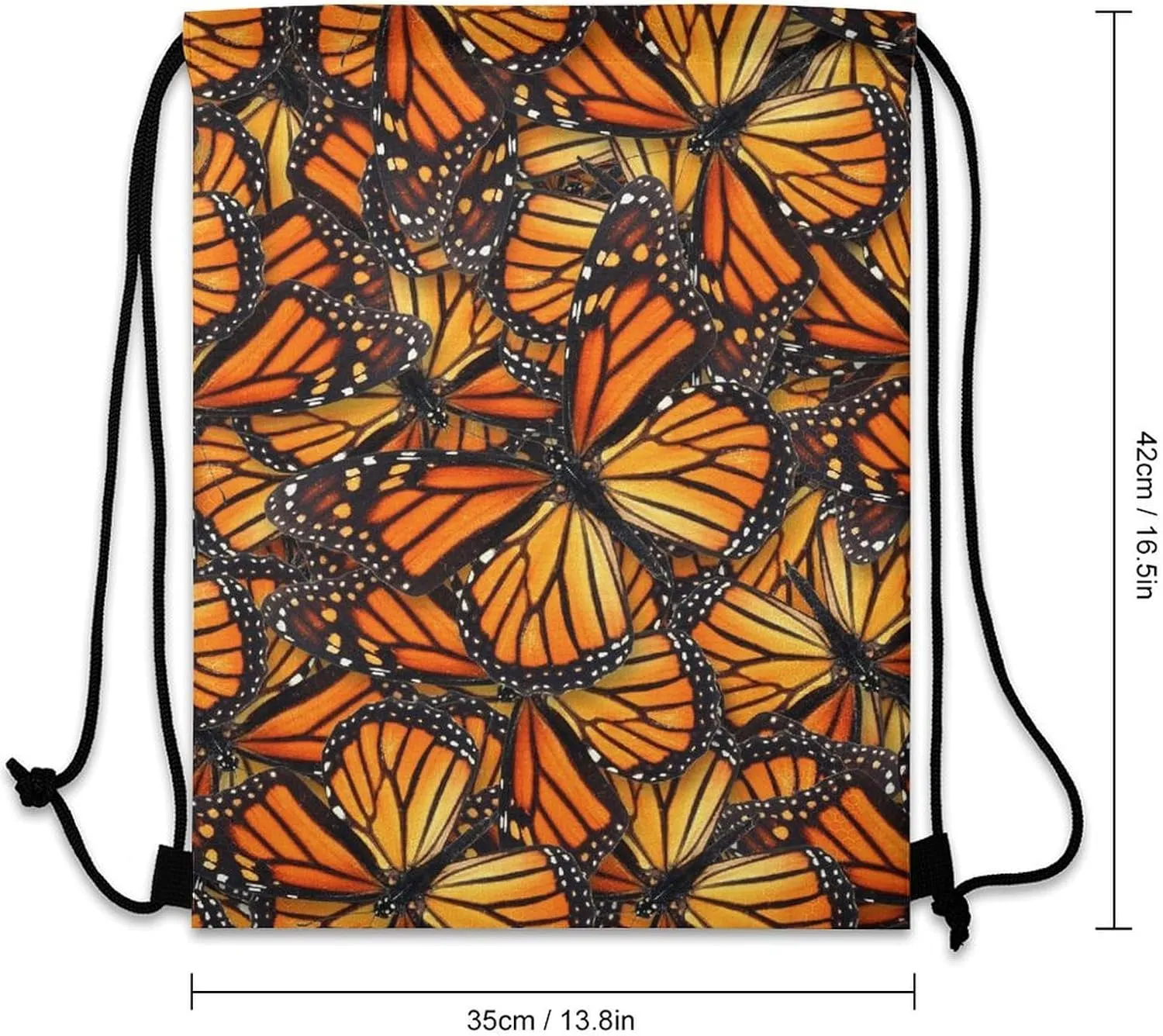 Beautiful Monarch Butterfly Large Capacity Portable Drawstring Pocket Unisex