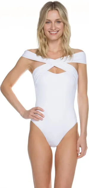 Becca by Rebecca Virtue Color Code Wrap One-Piece White MD