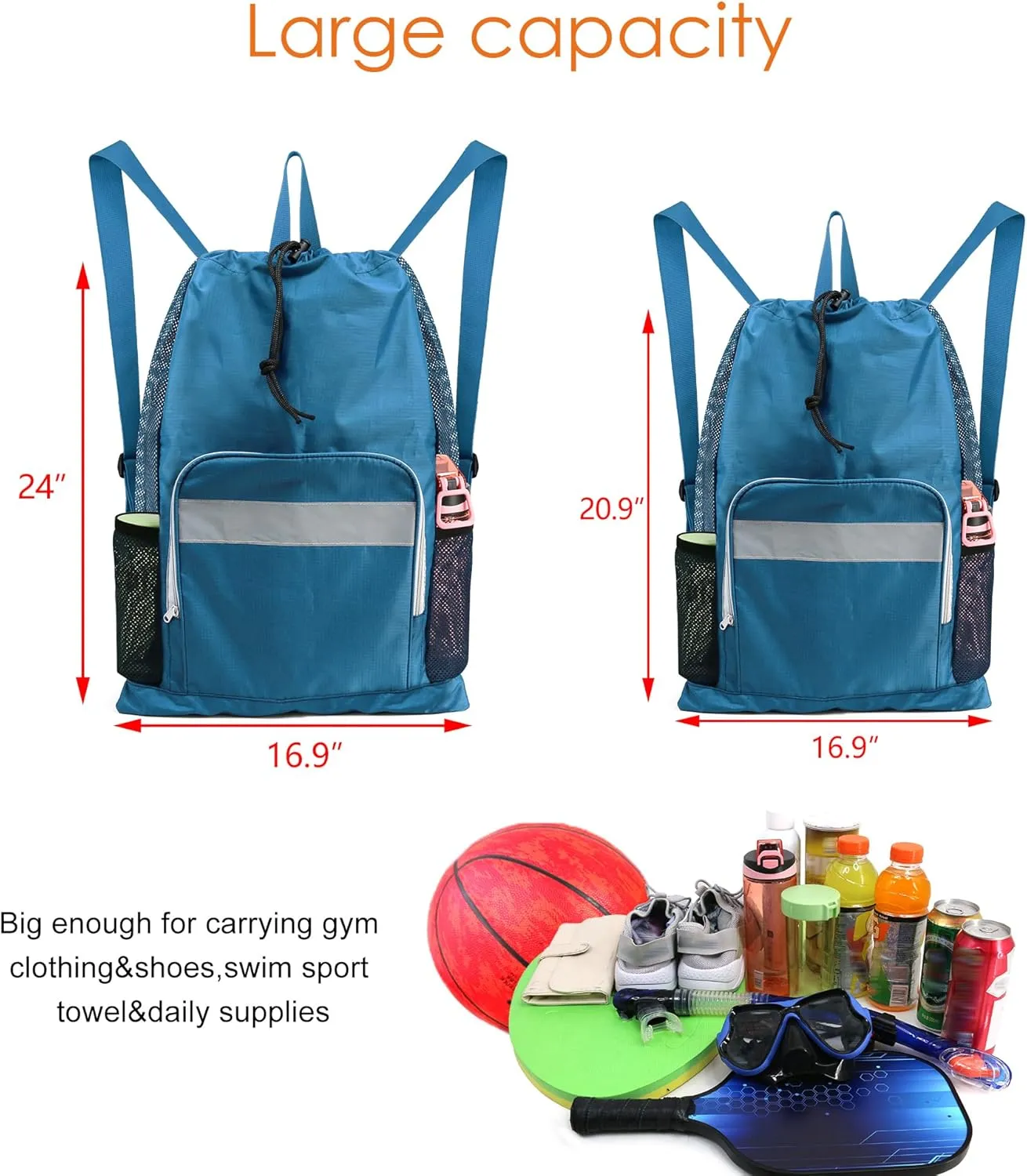 BeeGreen Drawstring Bags Backapck for Men Women Athletic Gym Sports Workout Beach Swim