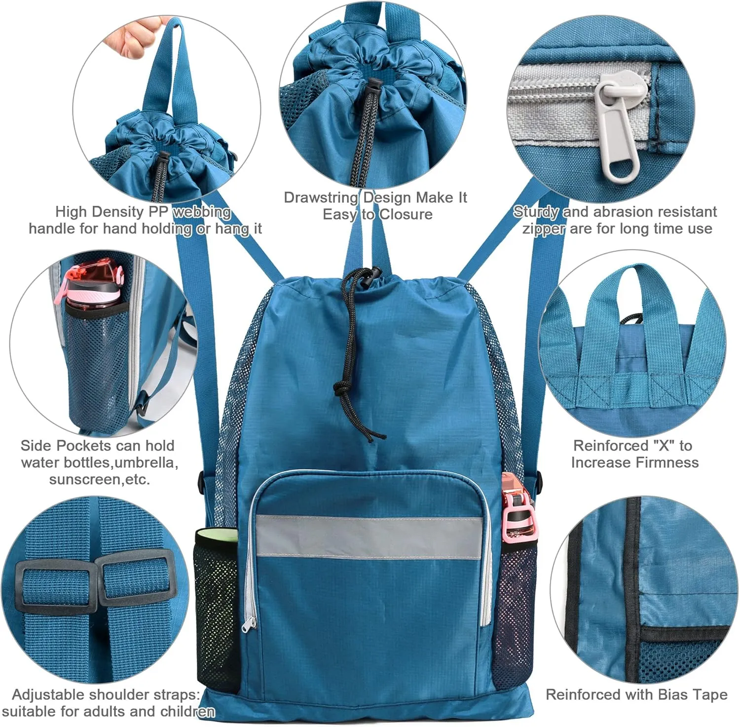 BeeGreen Drawstring Bags Backapck for Men Women Athletic Gym Sports Workout Beach Swim